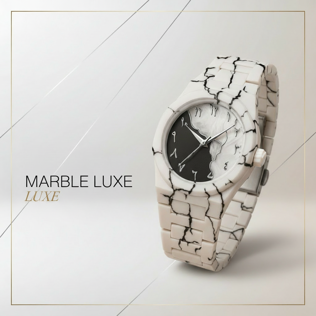 White Classic Arabic Aura – Marble Storm Edition