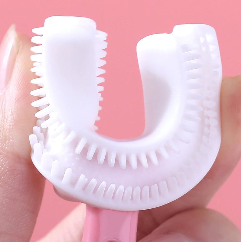 U Shaped Silicon Toothbrush for kids with Soft Bristle 360 Degrees