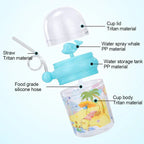 Whale Spray Water Bottle with Straw and Cup For Baby Feeding and Drinking
