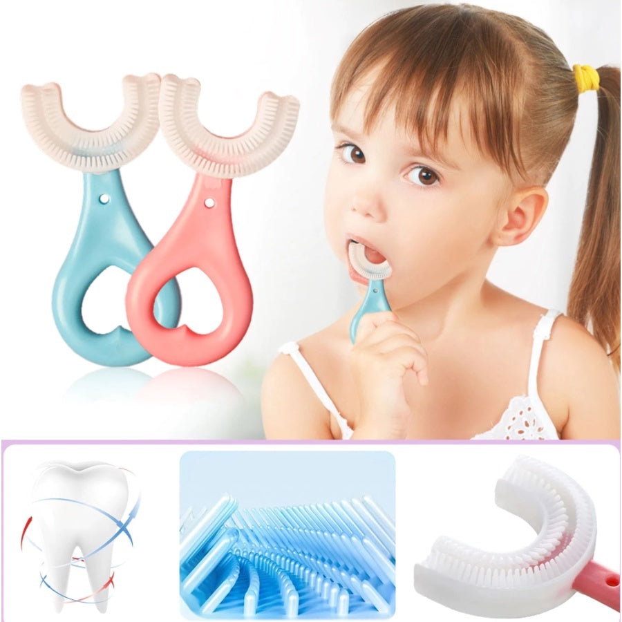 U Shaped Silicon Toothbrush for kids with Soft Bristle 360 Degrees