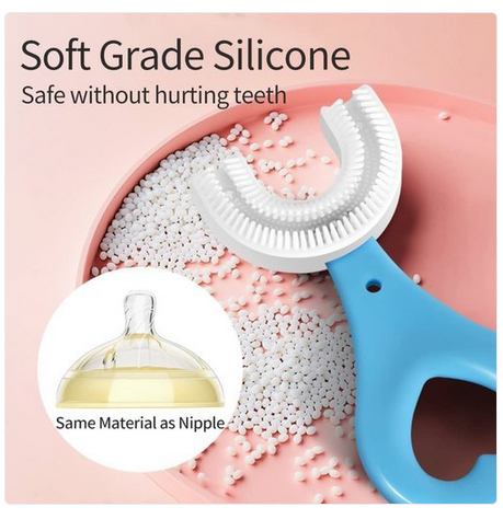 U Shaped Silicon Toothbrush for kids with Soft Bristle 360 Degrees