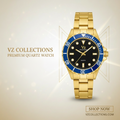 VZ Aurelia Golden Round Blue Man Watch