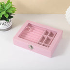 Velvet Glass Ring Earring Jewelry Display Organizer Box