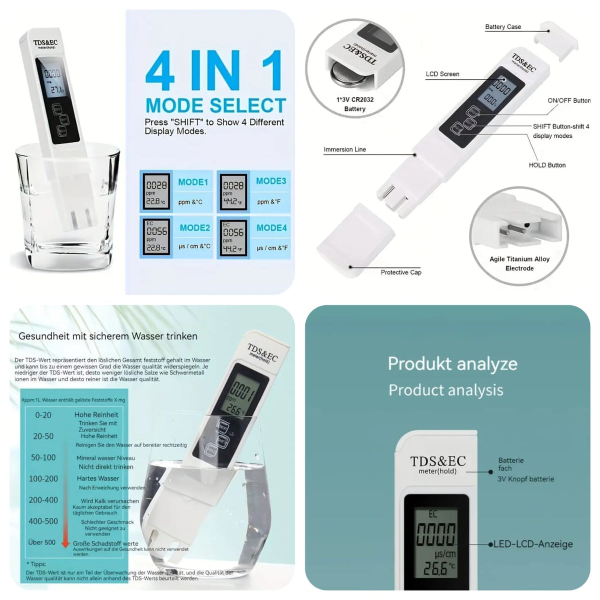 Water Quality Tester Drink Water TDS Meter Pen