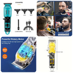 USB Rechargeable Lithium Battery Powered Professional Transparent LCD Digital Display Electric Hair Clipper Trimmer for Home and Outdoor Use