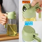 2-in-1 Oil Spray Bottle | 470ml Glass Oil Dispenser