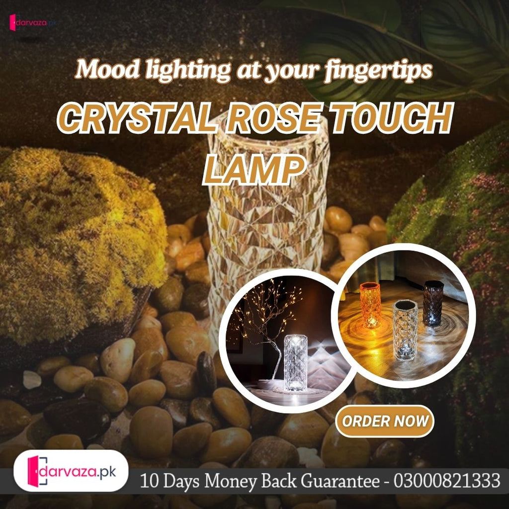 USB Rechargeable Crystal Rose Diamond Touch Lamp LED With RGB 16 Colors and Remote
