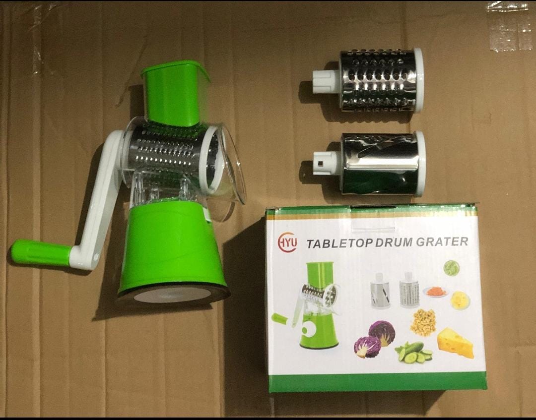 3-in-1 Vegetable Cutter & Drum Grater | Manual Kitchen Slicer