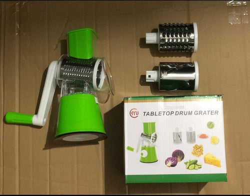 3-in-1 Vegetable Cutter & Drum Grater | Manual Kitchen Slicer