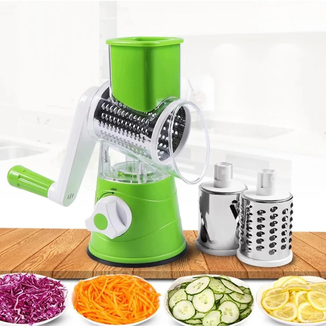 3-in-1 Vegetable Cutter & Drum Grater | Manual Kitchen Slicer