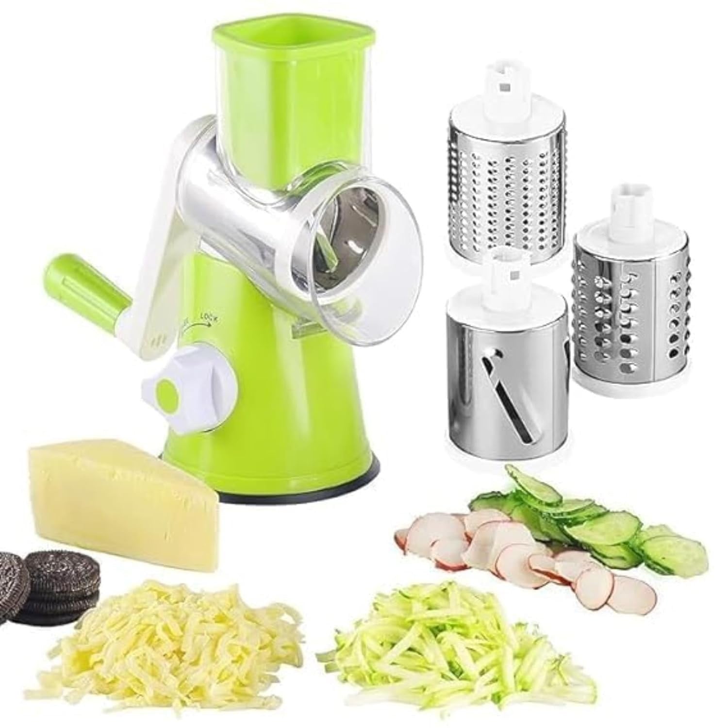 3-in-1 Vegetable Cutter & Drum Grater | Manual Kitchen Slicer