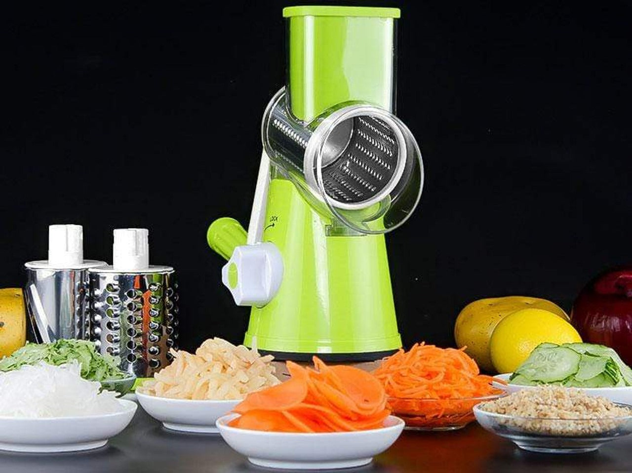3-in-1 Vegetable Cutter & Drum Grater | Manual Kitchen Slicer