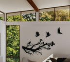 Flying Birds Wooden Wall Art Black 3D Decor