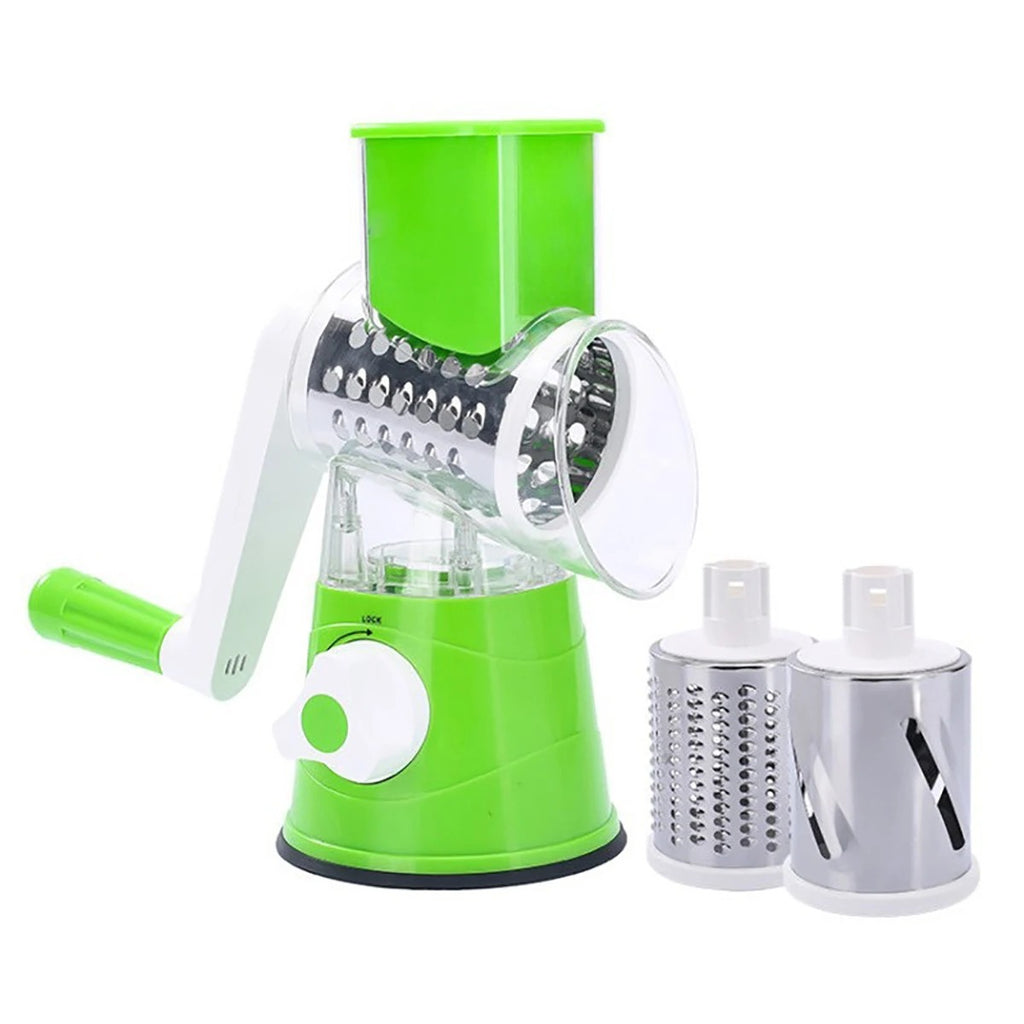 3-in-1 Vegetable Cutter & Drum Grater | Manual Kitchen Slicer